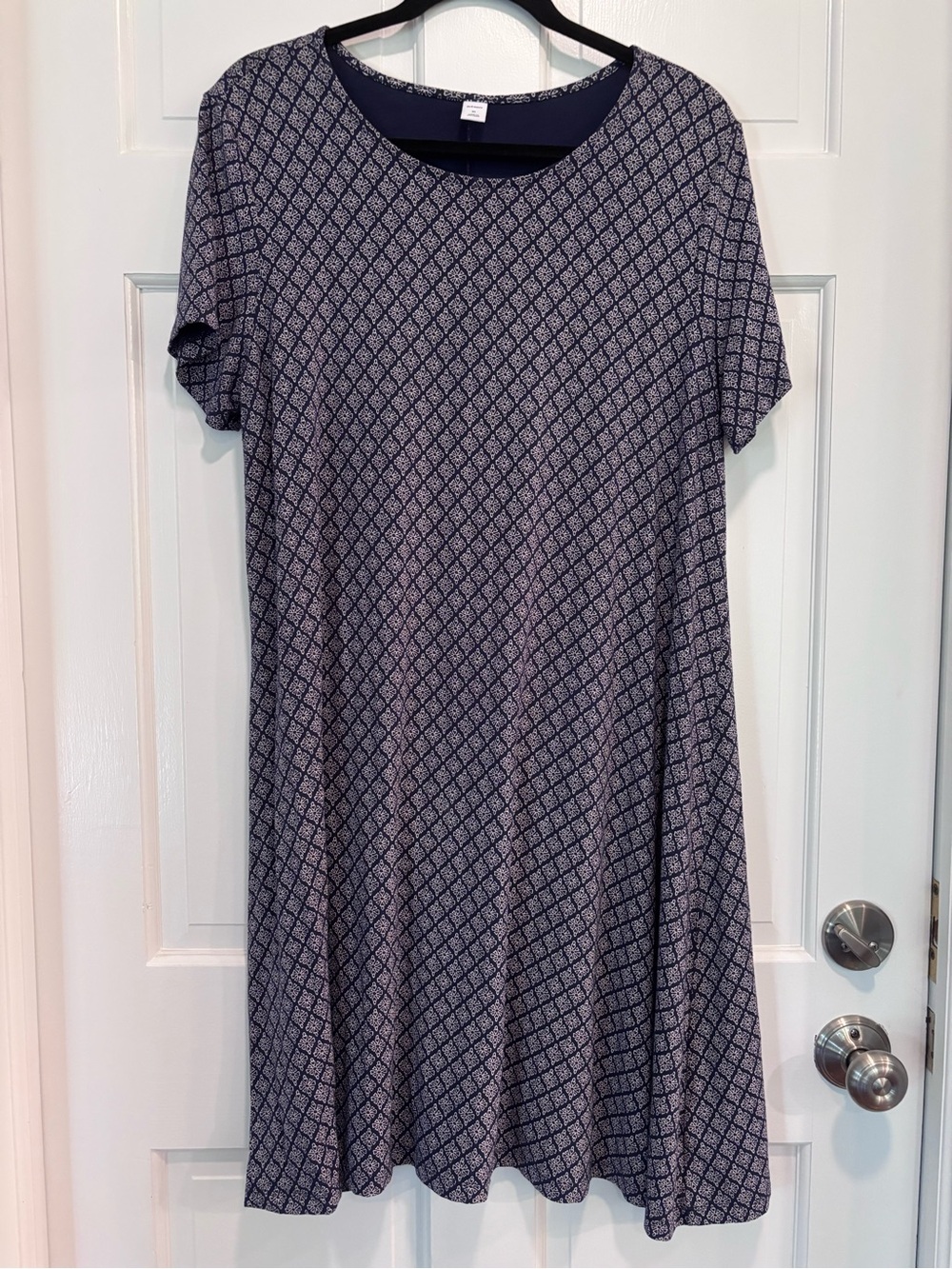 Old Navy XL Navy White Geometric Short-Sleeve Swing Dress